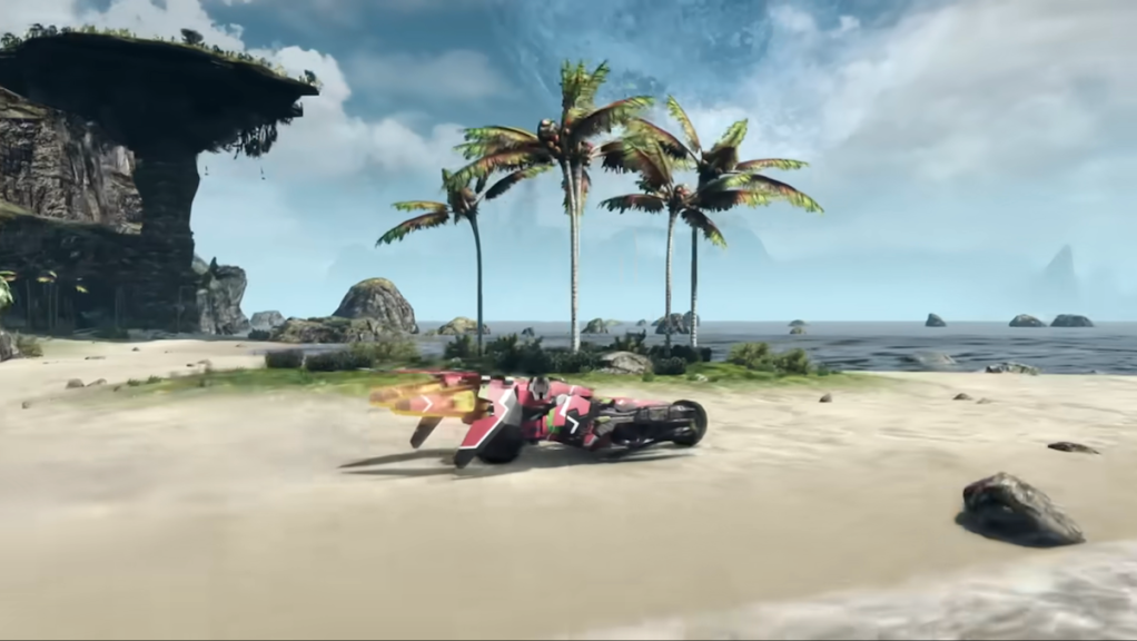 Skell yacht on a beach in Xenoblade Chronicles X.