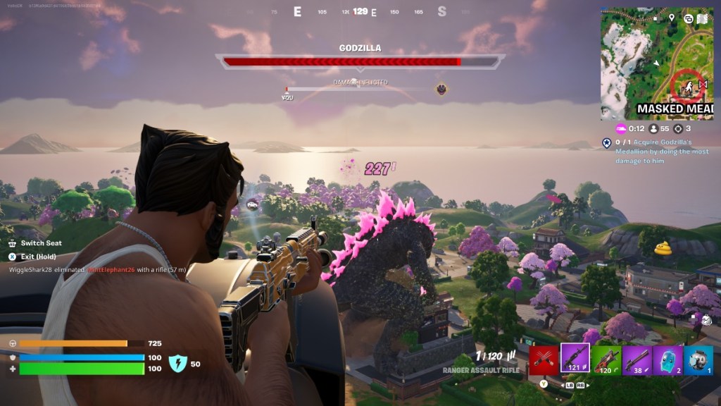 Tirer sur les points faibles de Godzilla dans Fortnite