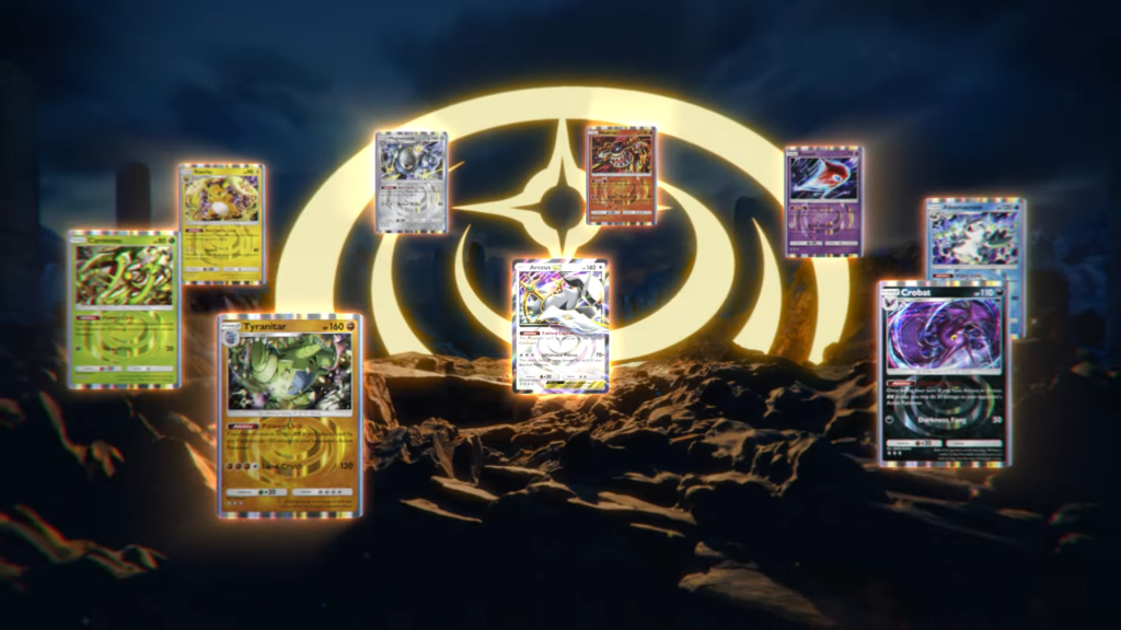 Arceus ex and link cards from Pokémon TCG Pocket Triumphant Light deck list