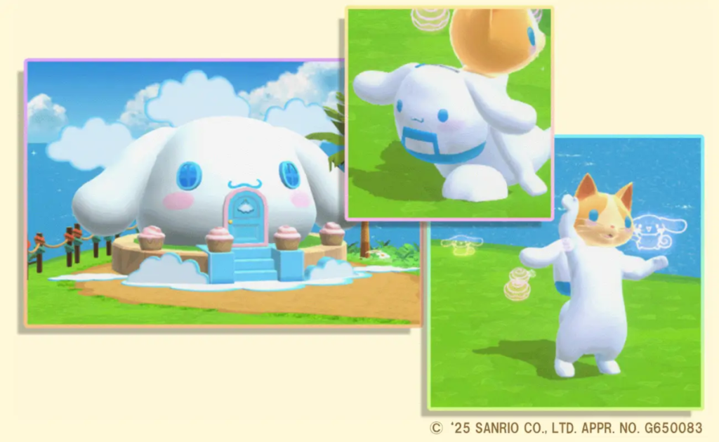 Cinnamoroll themed items in Monster Hunter Puzzles Felyne Isles